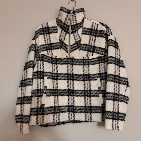 IRO Paris Bika Checked Wool-Blend Half-Zip Sweater Plaid NWT Size 38 - Picture 4 of 16